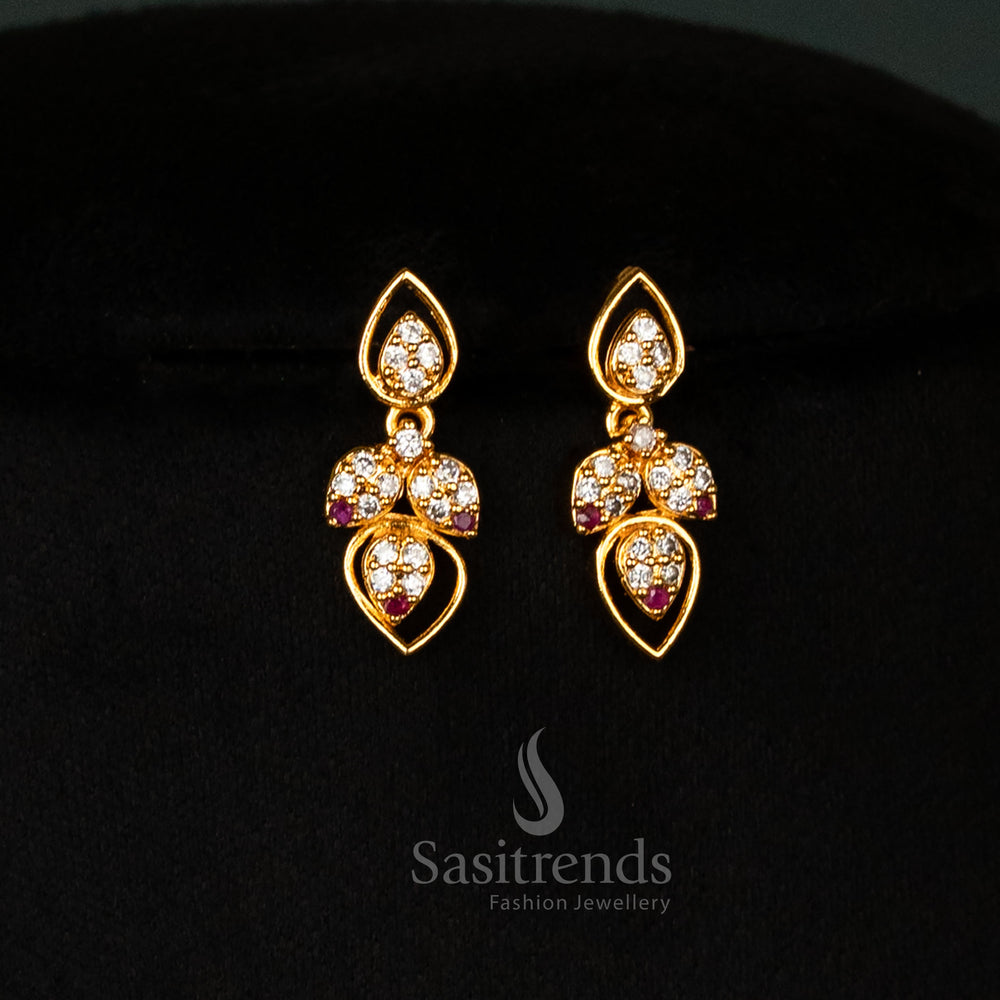 Elegant AD Stone Studded Necklace with Teardrop Pattern – Festive Jewellery - Sasitrends