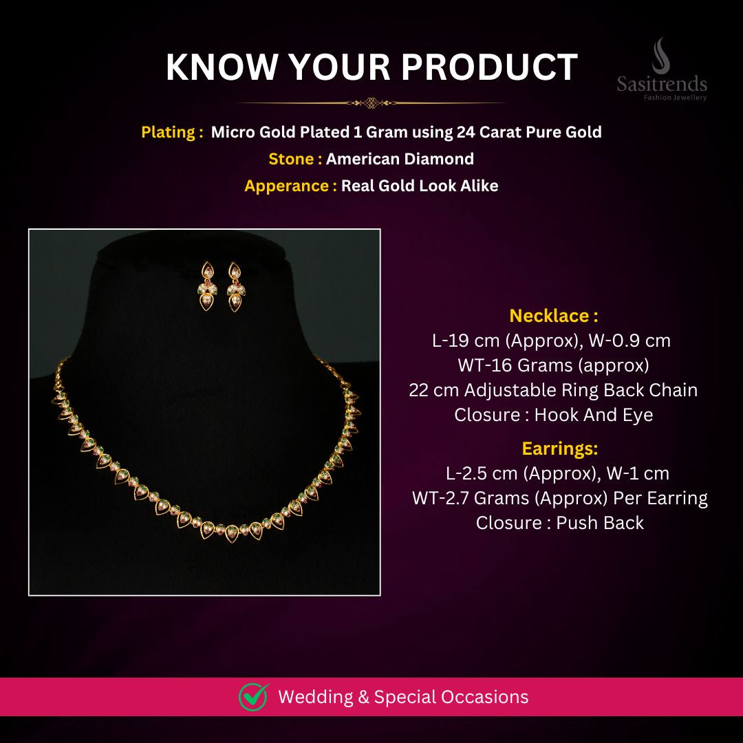 Micro Gold Plated Necklace Set Measurement Image - Sasitrends