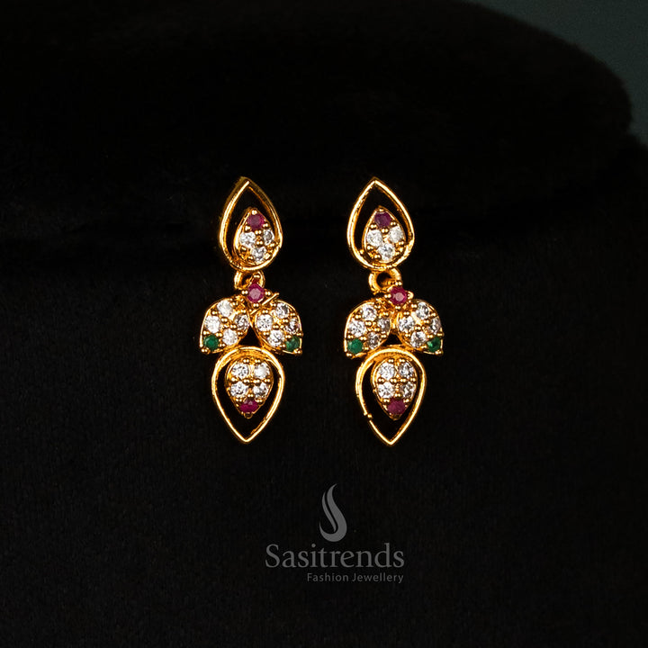 Elegant AD Stone Studded Necklace with Teardrop Pattern – Festive Jewellery - Sasitrends