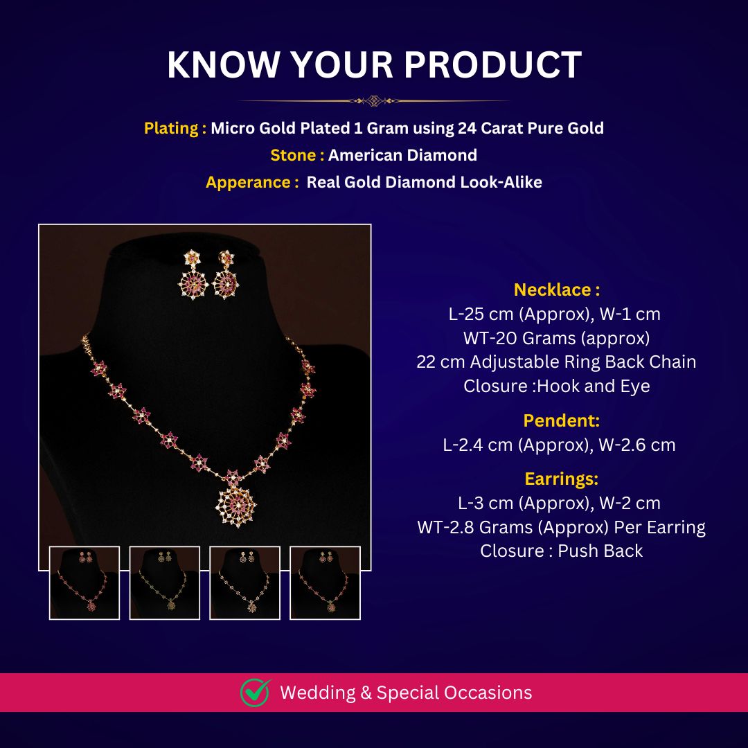 Micro Gold Plated AD Necklace Measurement Image - Sasitrends
