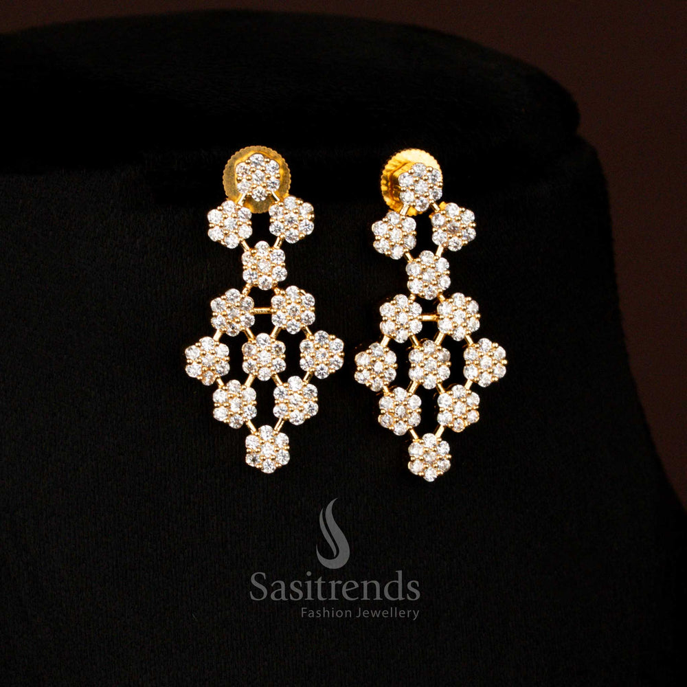Grand Party Wear Guaranteed Gold Plated American Diamond Necklace Set for Festive Celebrations – Sasitrends