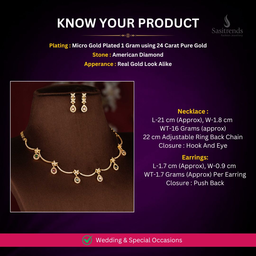 Micro Gold Plated Necklace Set Measurement Image - Sasitrends
