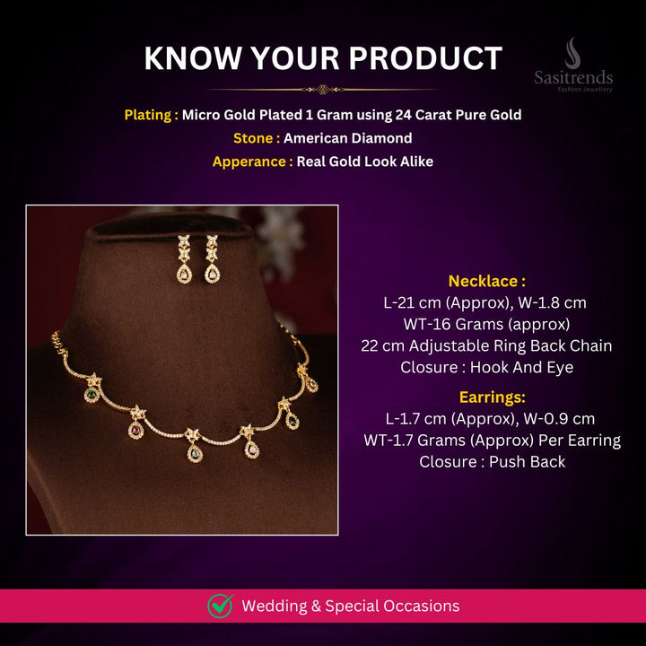 Micro Gold Plated Necklace Set Measurement Image - Sasitrends
