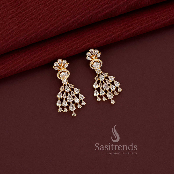 Luxurious layered American Diamond bridal jewellery set with Micro Gold finish - Sasitrends