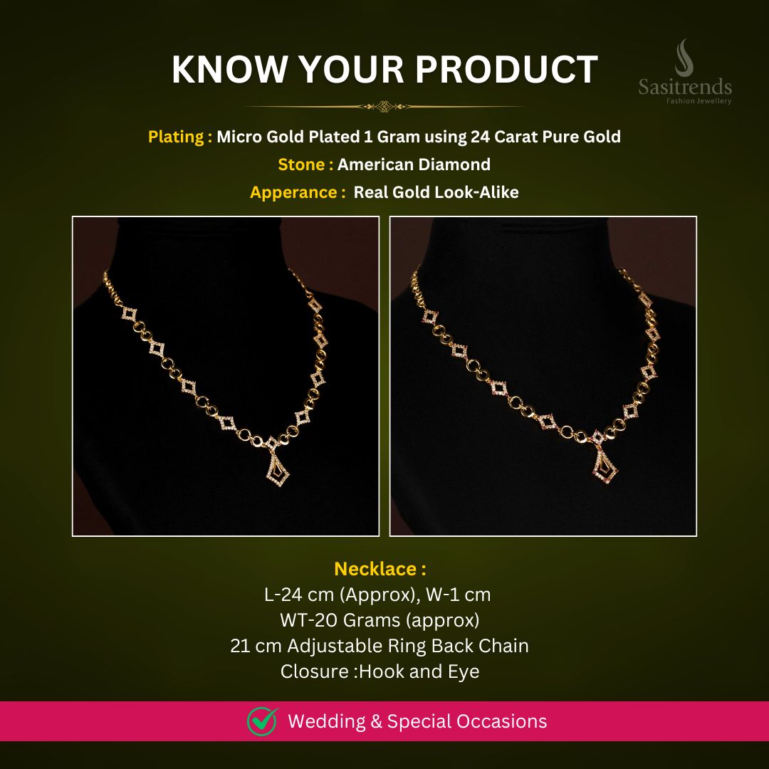 Micro Gold plated AD Necklace Measurement Image - Sasitrends