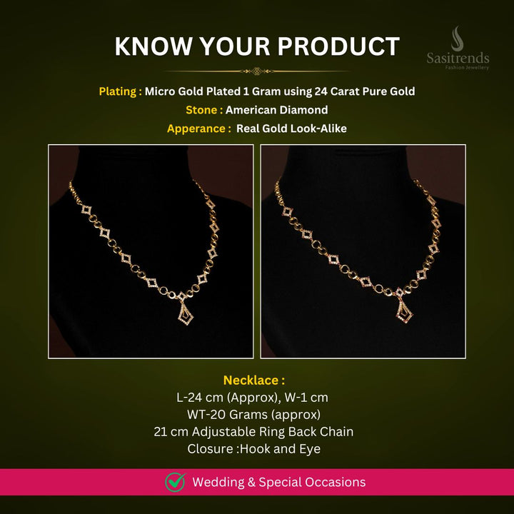 Micro Gold plated AD Necklace Measurement Image - Sasitrends