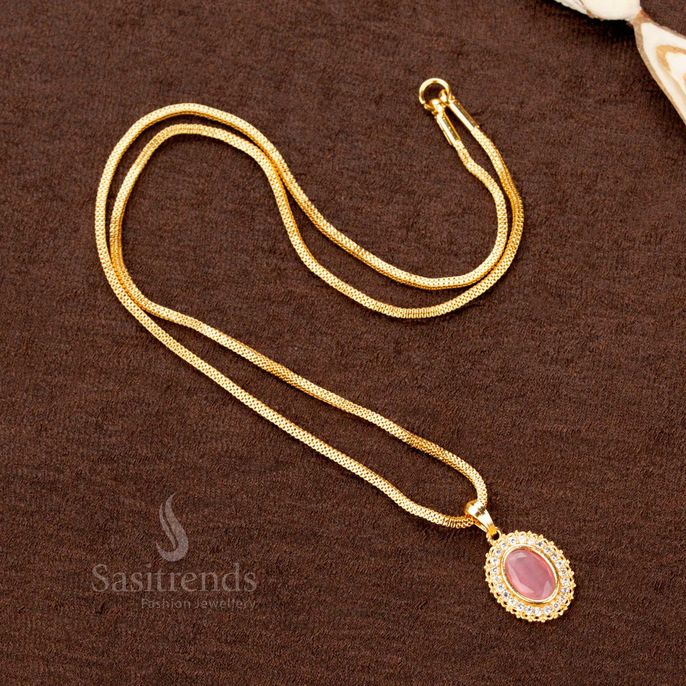 Micro Gold Plated Oval Pendant Necklace with Flexible Chain – Sasitrends
