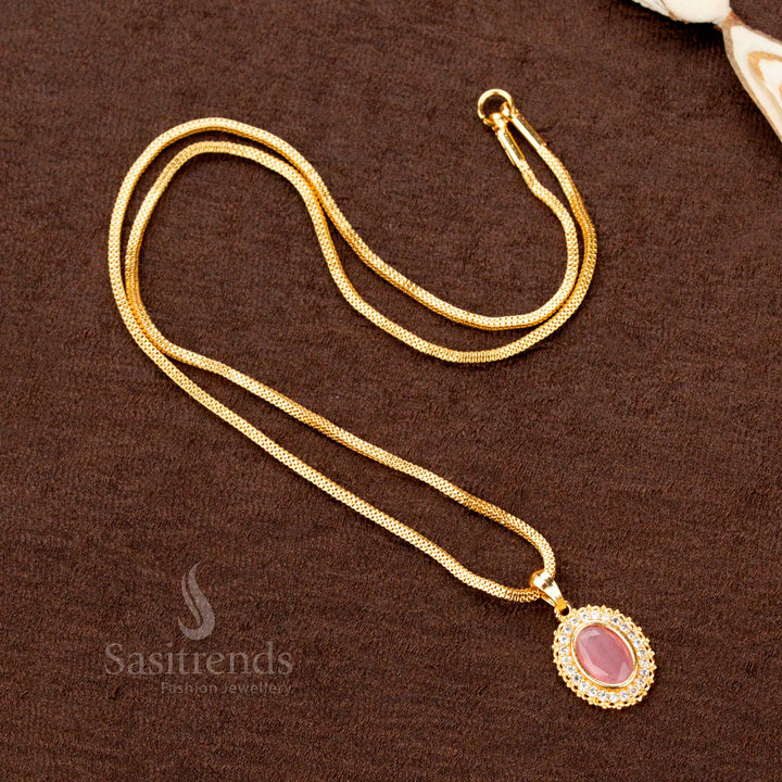 Micro Gold Plated Oval Pendant Necklace with Flexible Chain – Sasitrends