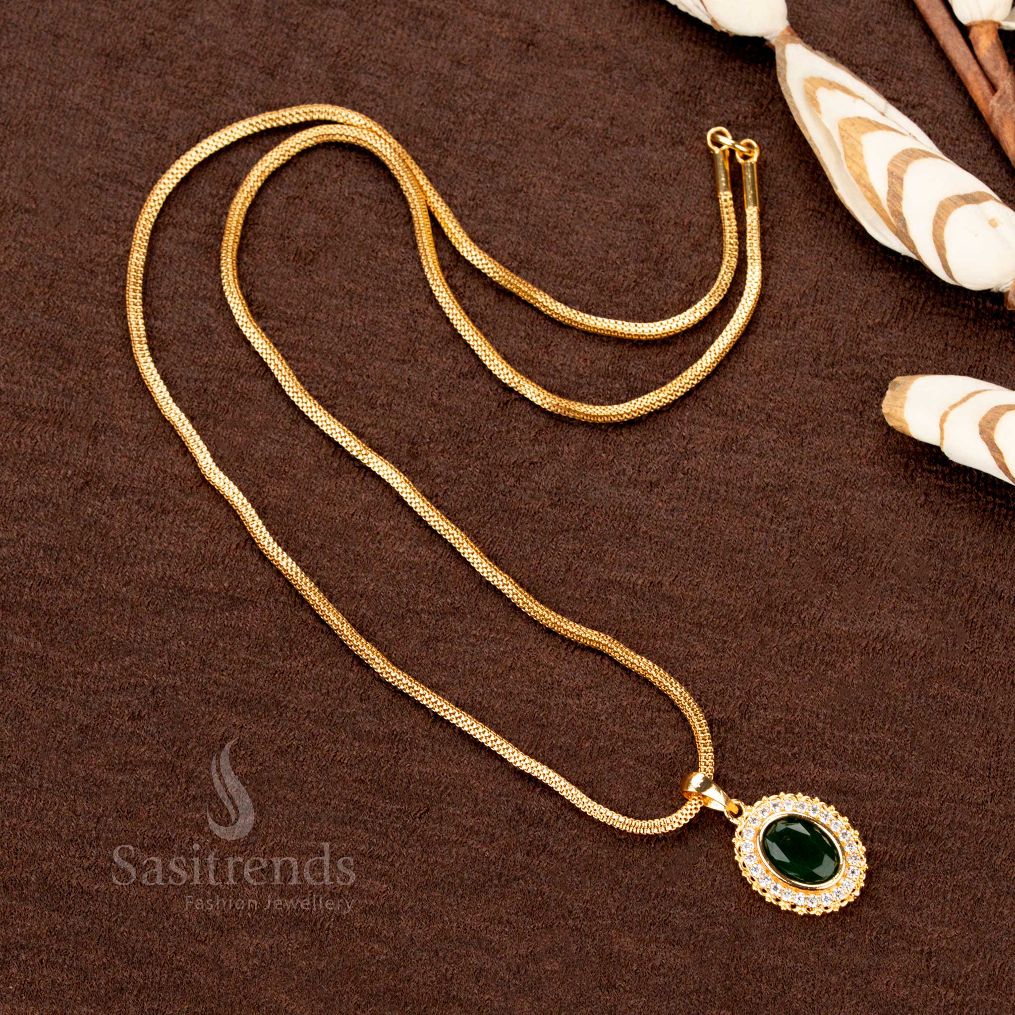Micro Gold Plated Oval Pendant Necklace with Flexible Chain – Sasitrends