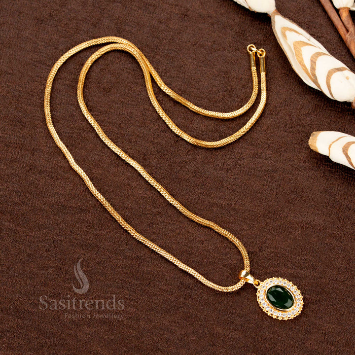 Micro Gold Plated Oval Pendant Necklace with Flexible Chain – Sasitrends