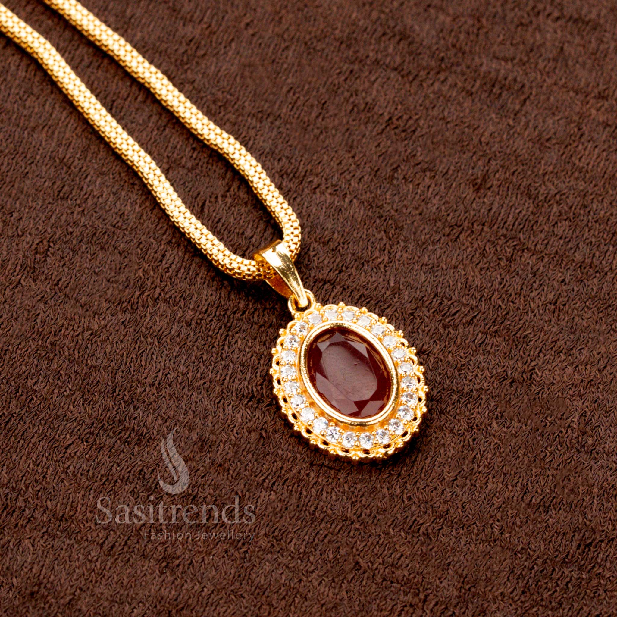 Micro Gold Plated Oval Pendant Necklace with Flexible Chain – Sasitrends