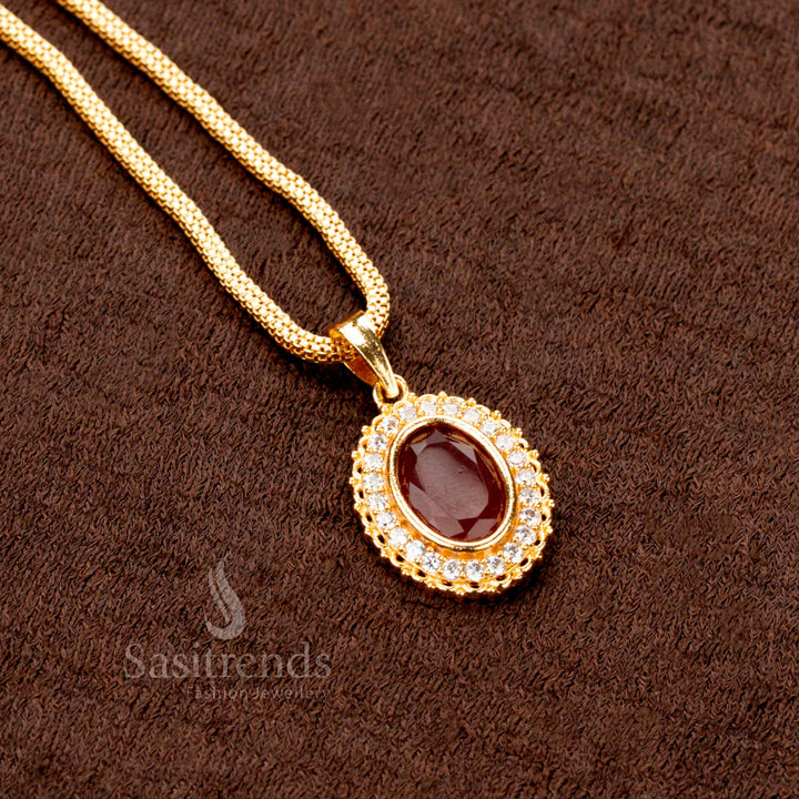 Micro Gold Plated Oval Pendant Necklace with Flexible Chain – Sasitrends