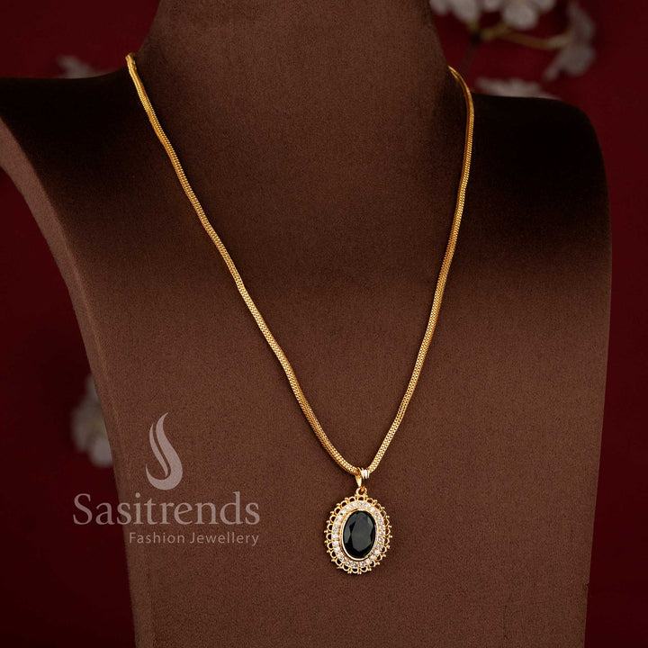 Amazing One Gram Micro Gold Plated Guaranteed Chain with Pink Stone Detailing and rich 24 Carat gold-like finish - Sasitrends