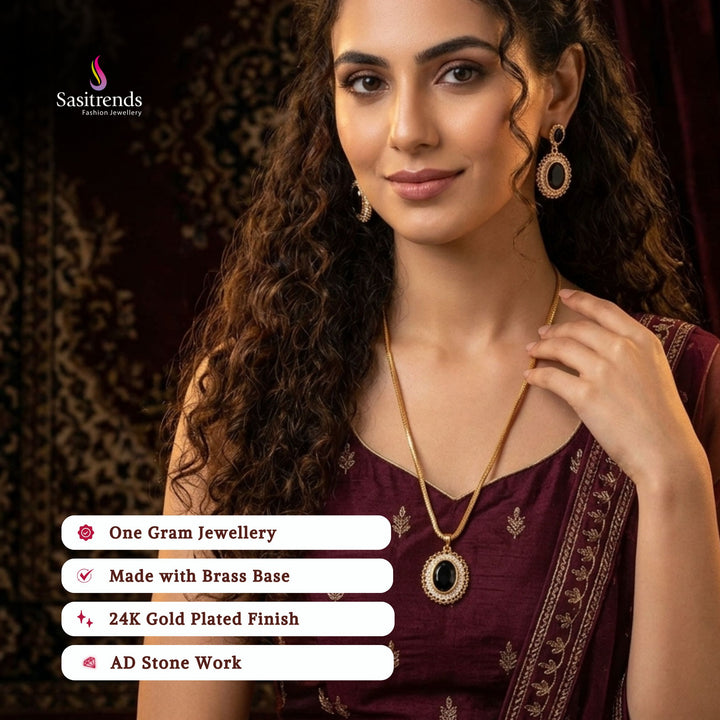 Guaranteed Micro gold plated AD stone pendant chain necklace model image - Sasitrends