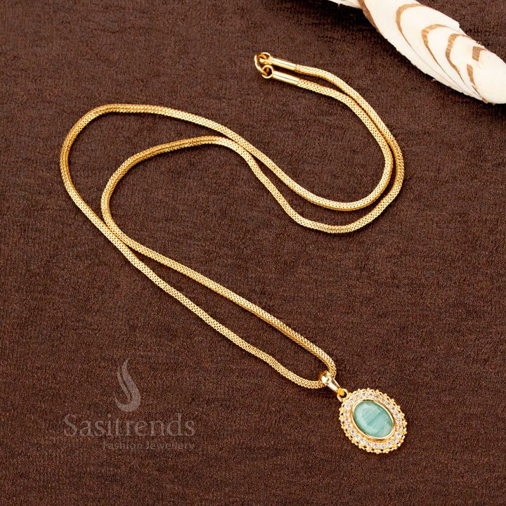 Micro Gold Plated Oval Pendant Necklace with Flexible Chain – Sasitrends