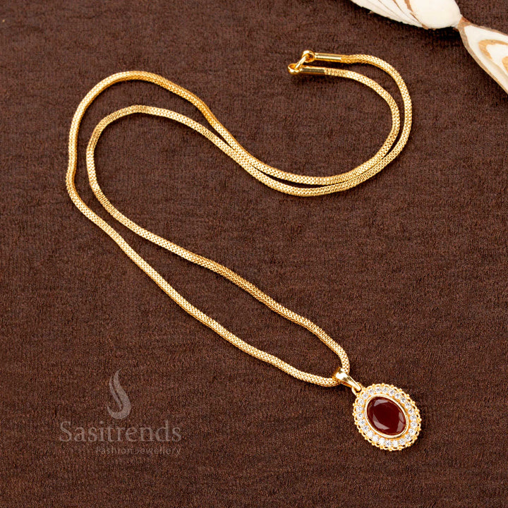 Micro Gold Plated Oval Pendant Necklace with Flexible Chain – Sasitrends