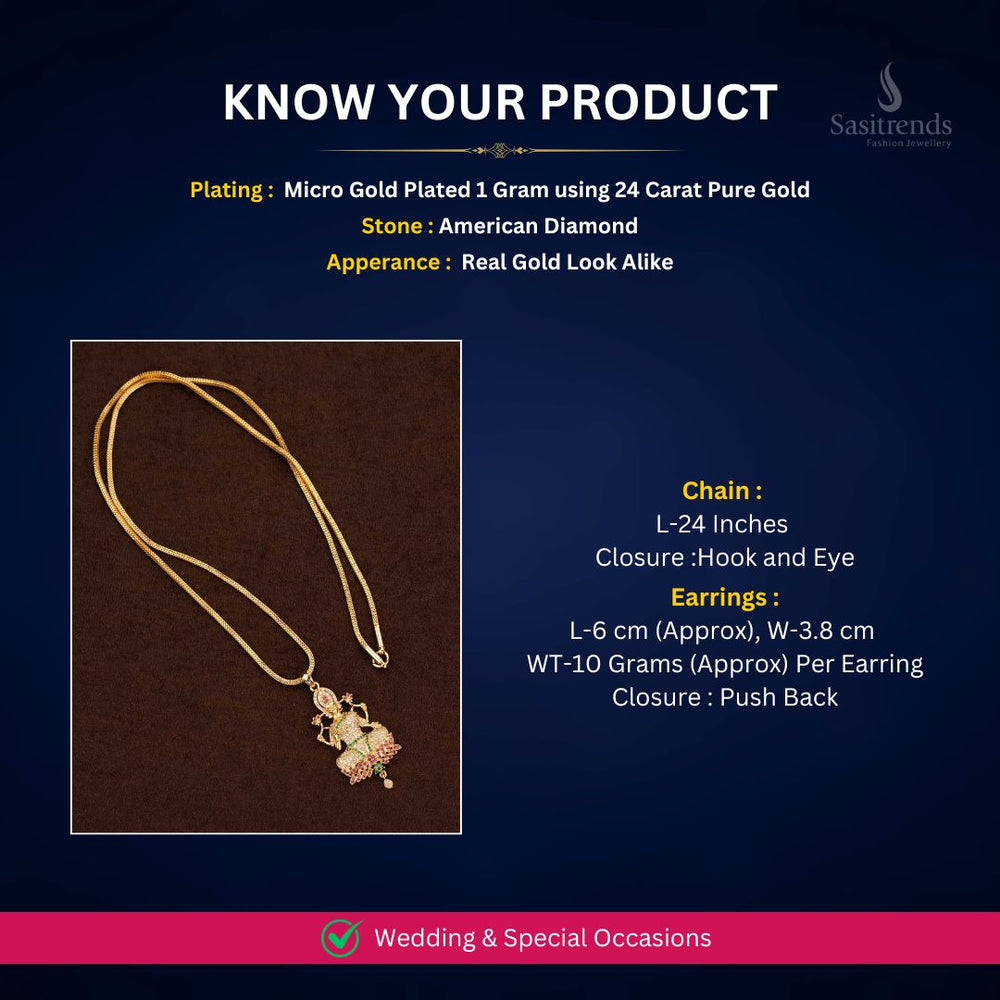 Micro Gold Plated AD Chain necklace measurement image - Sasitrends