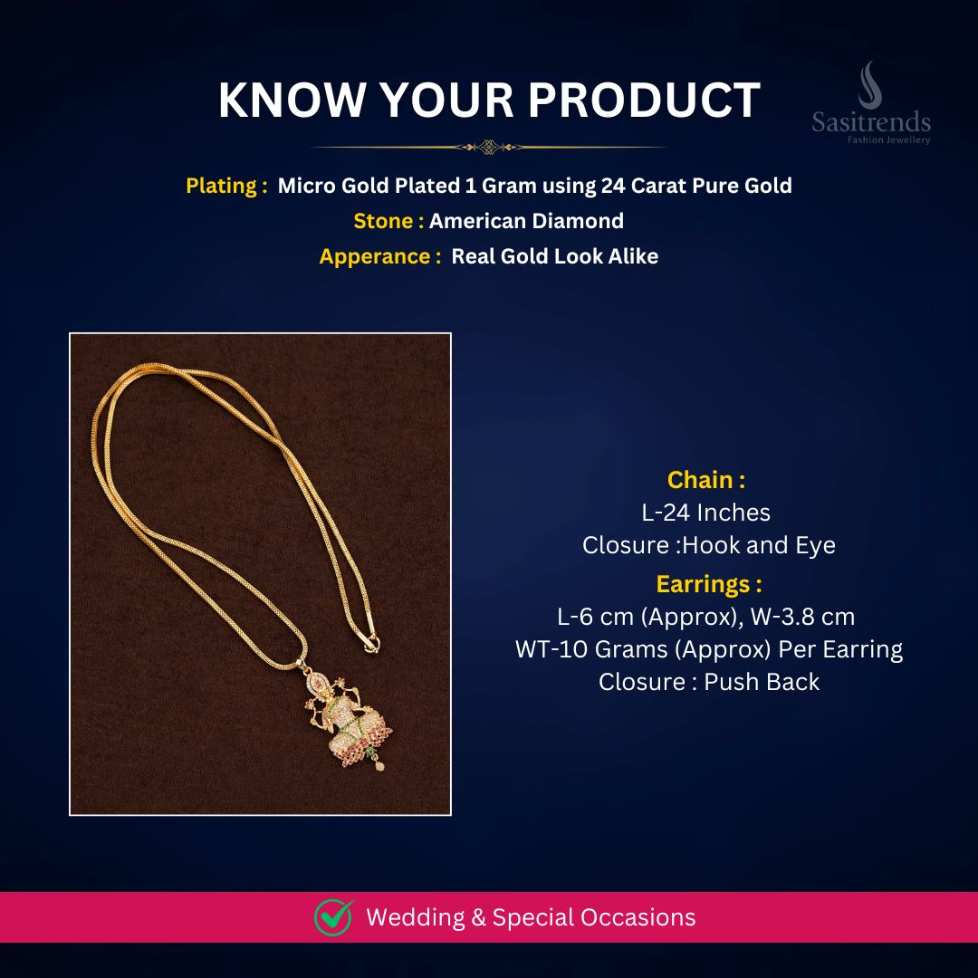 Micro Gold Plated AD Chain necklace measurement image - Sasitrends