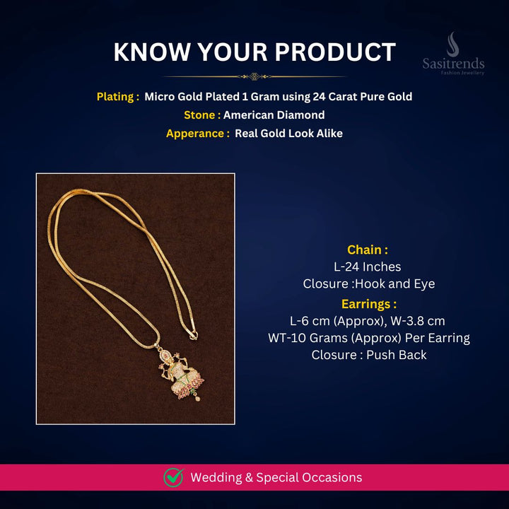 Micro Gold Plated AD Chain necklace measurement image - Sasitrends