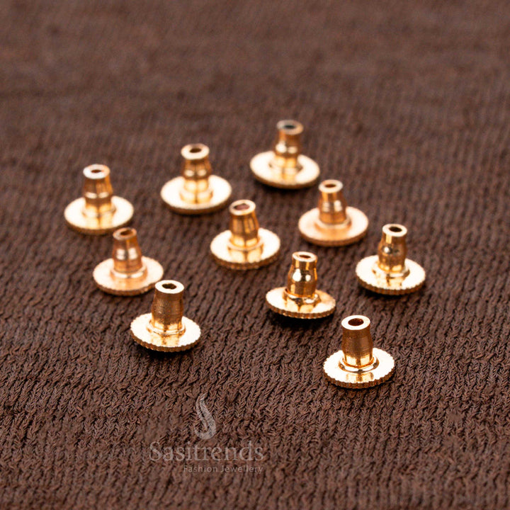 Radiant Grace Rose Gold Plated Back Push Stopper Set – Jewellery Locking for Heavy Jhumka and Studs – Brass High Hold in Indian Traditional Style - Sasitrends