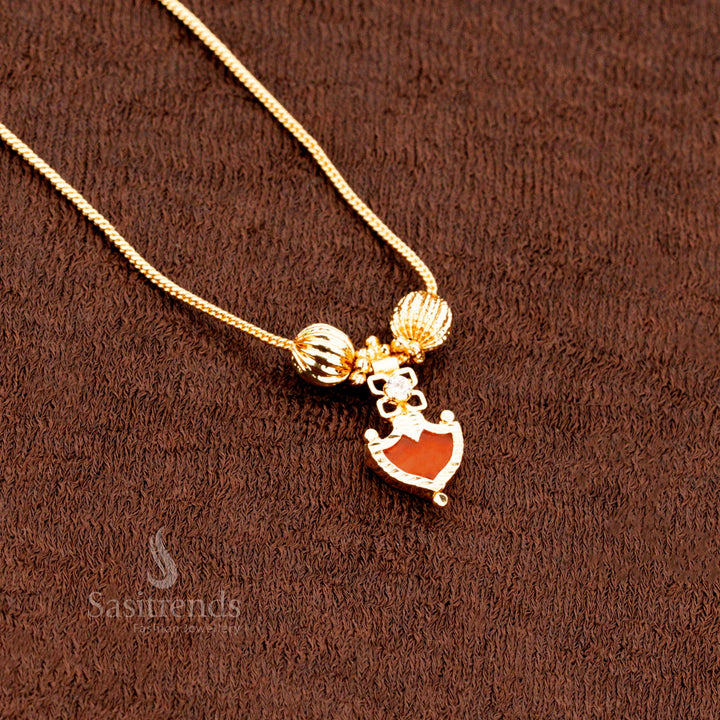Temple Wear Micro Gold Plated Palakka Necklace with Crown Motif – Sasitrends