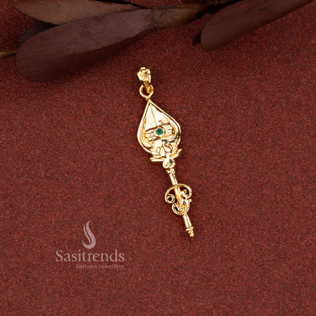 Sasitrends one gram micro gold plated lotus om vel pendant suitable for temple and devotional wear