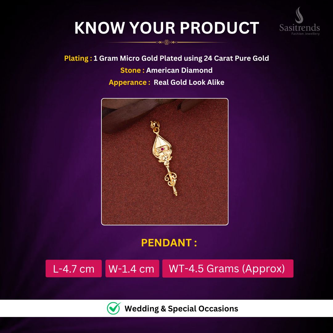 Micro Gold Plated Pendant Measurement Image - Sasitrends