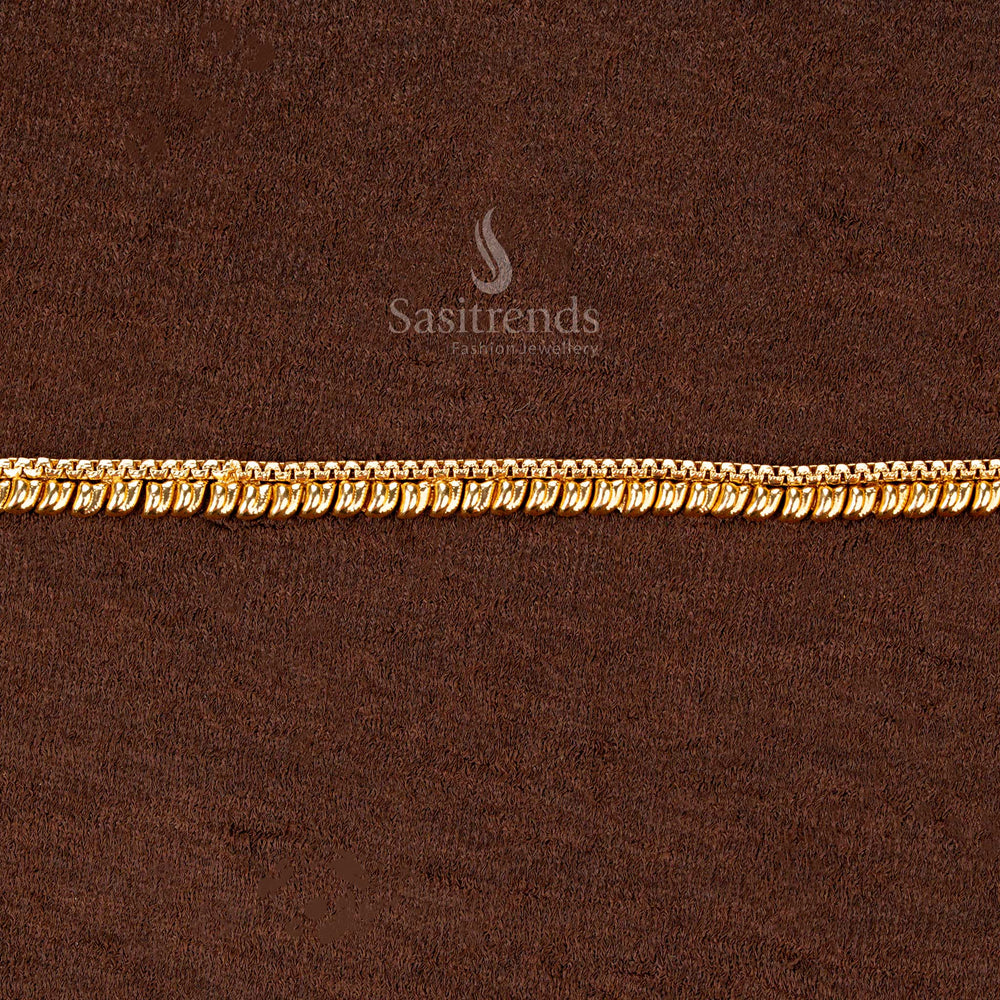 Gold plated waist chain with single-line bead base and droplet hangings - Sasitrends