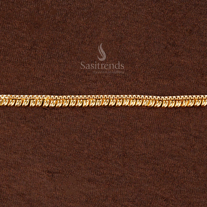 Gold plated waist chain with single-line bead base and droplet hangings - Sasitrends
