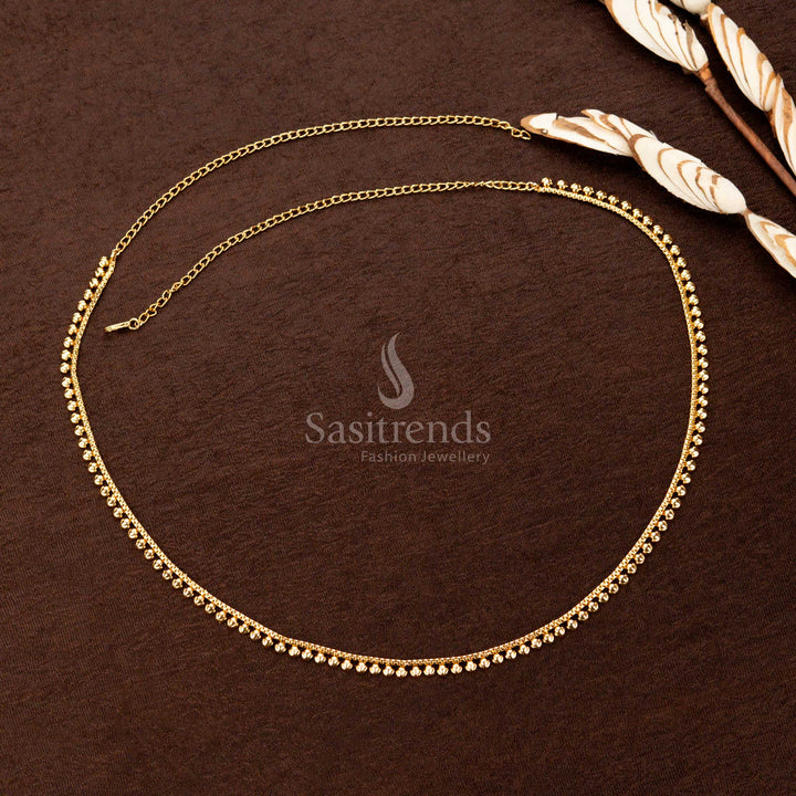 Gorgeous Gold Plated Chain Hip Belts with Traditional Embossed Ball Drop Design - Sasitrends