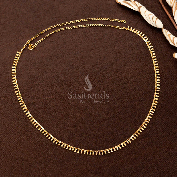 Stunning Gold Plated Hip Belts with Floral Embossed Motif and Single Chain Design - Sasitrends