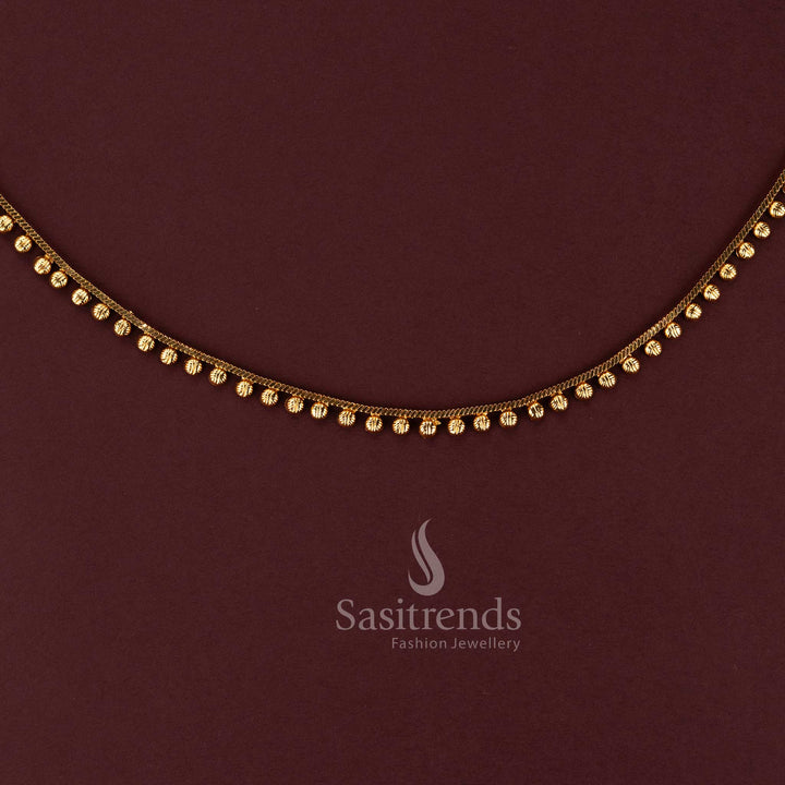 Antique gold plated single line hip belt with dangling textured gold beads 2594K - Sasitrends  