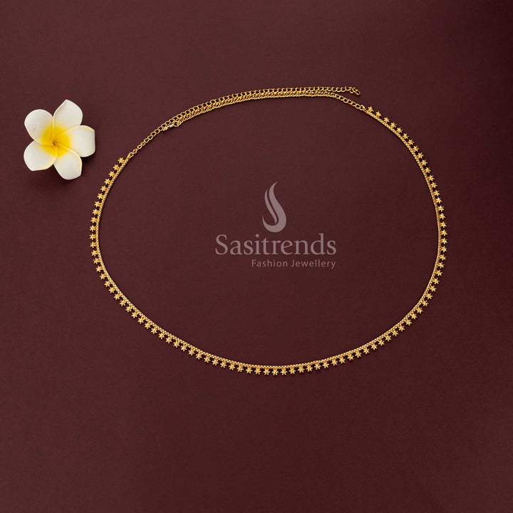 Antique Gold Plated Single Line Textured Bead Cluster Dangling Hip Belt – Sasitrends