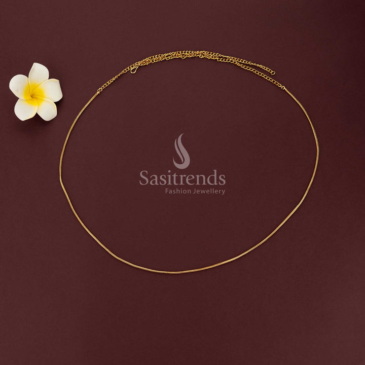 Elegant thin gold curb chain waist belt for traditional Indian sarees - Sasitrends