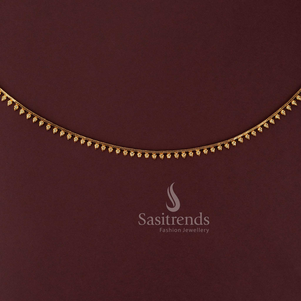 Traditional antique gold plated hip belt with dangling leaf motifs 2594M - Sasitrends