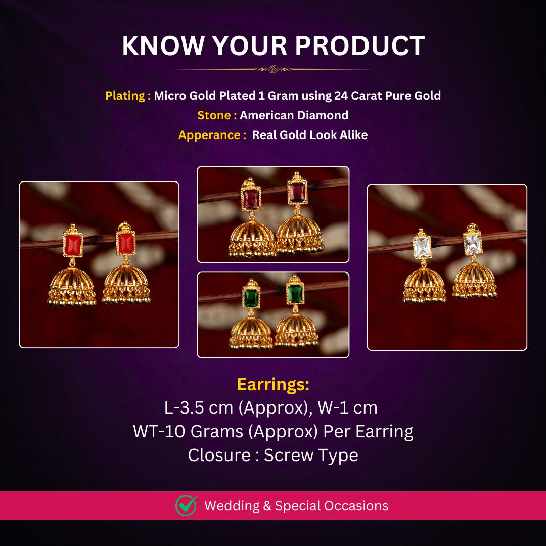 Micro Gold plated earrings measurement image - Sasitrends