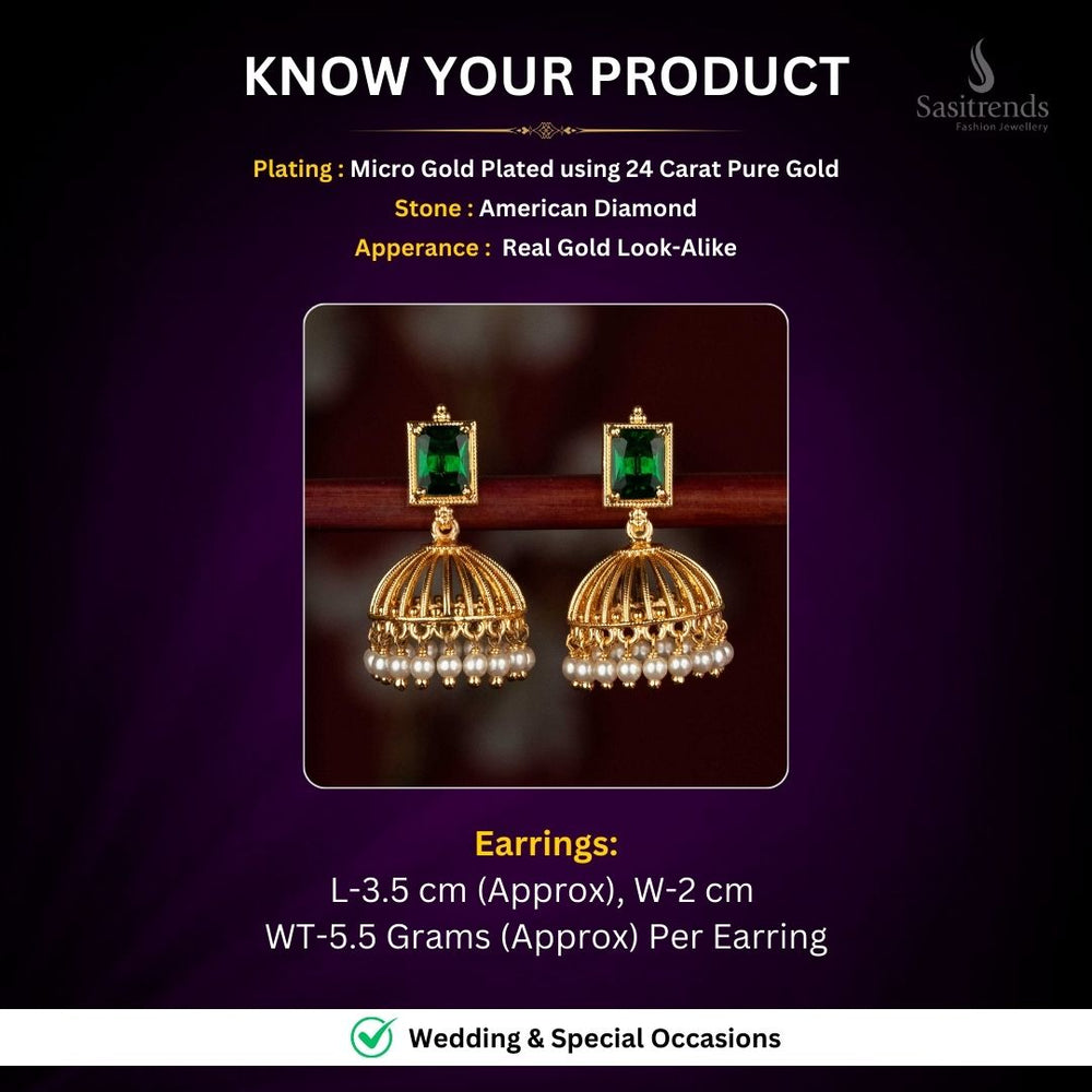 Micro Gold plated AD Earrings Measurement Image - Sasitrends