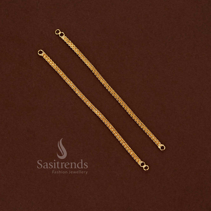 Micro gold plated sleek curb link neck chain with flattened interlocking circular links - Sasitrends