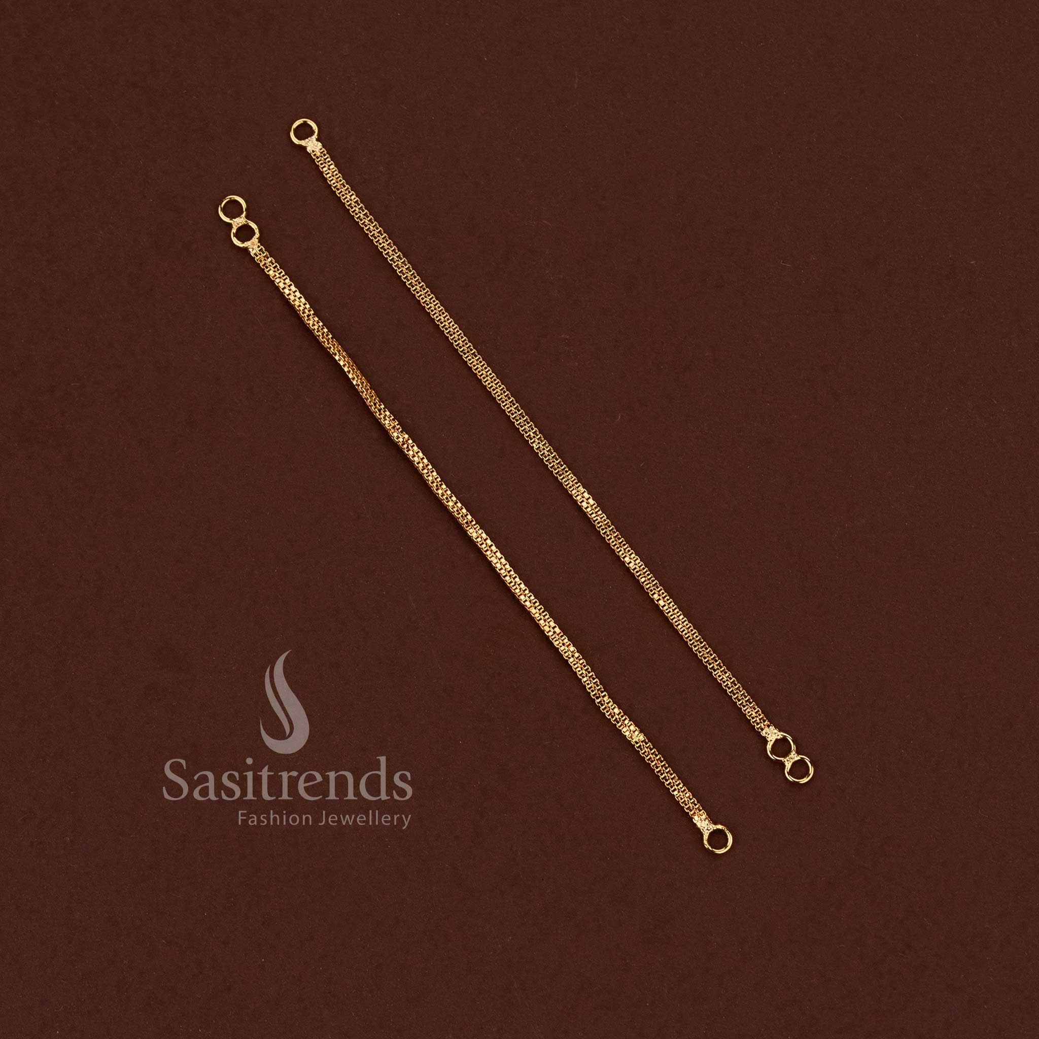 Elegant layered gold ear chain with looping design for traditional earrings - Sasitrends