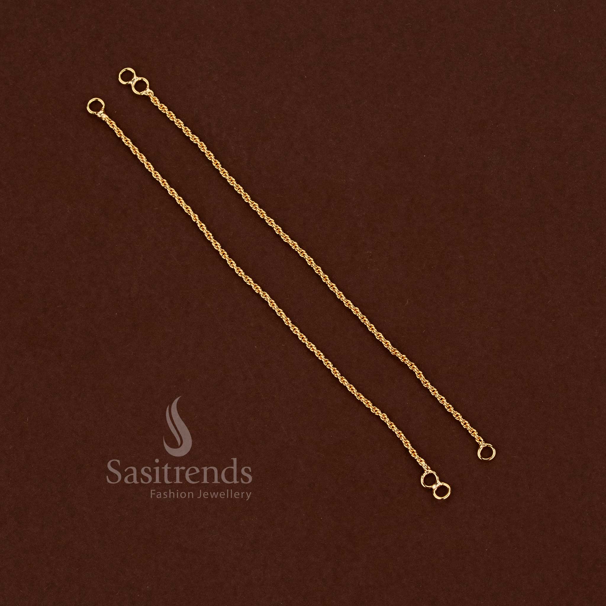 Elegant single-layered micro gold ear chain for traditional earrings - Sasitrends