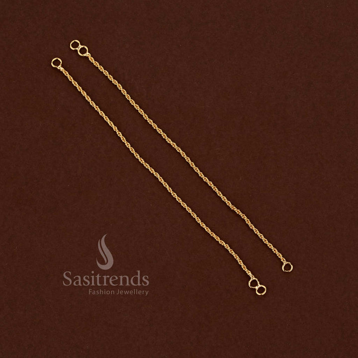Elegant single-layered micro gold ear chain for traditional earrings - Sasitrends