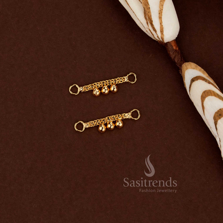Micro gold plated short Matil extension with three polished gold ball drops - Sasitrends