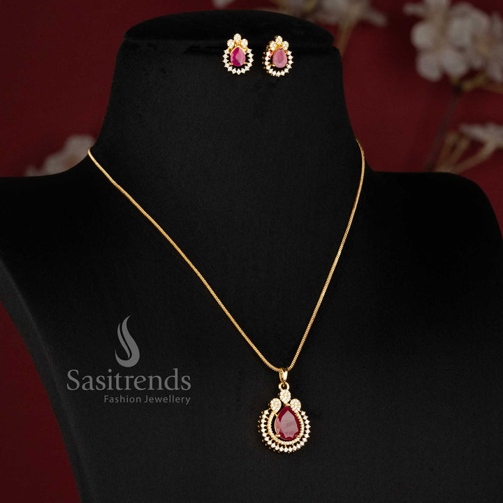 Elegant AD stone teardrop necklace set perfect for parties, family functions and special occasions - Sasitrends