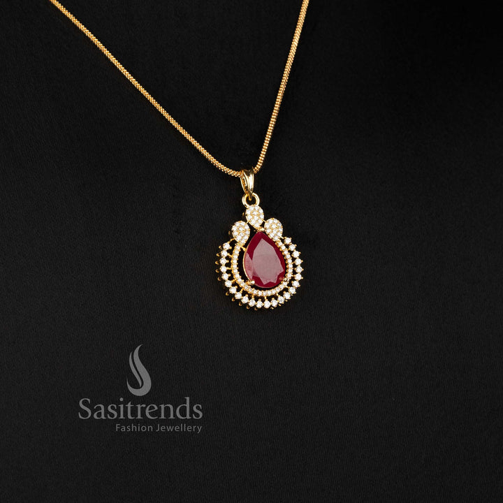 Elegant AD stone teardrop necklace set perfect for parties, family functions and special occasions - Sasitrends