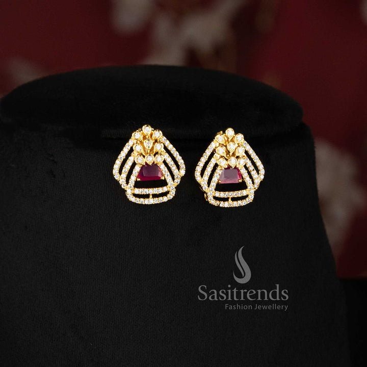 Trendy AD stone ruby pendant necklace set perfect for party wear, family functions and special occasions - Sasitrends