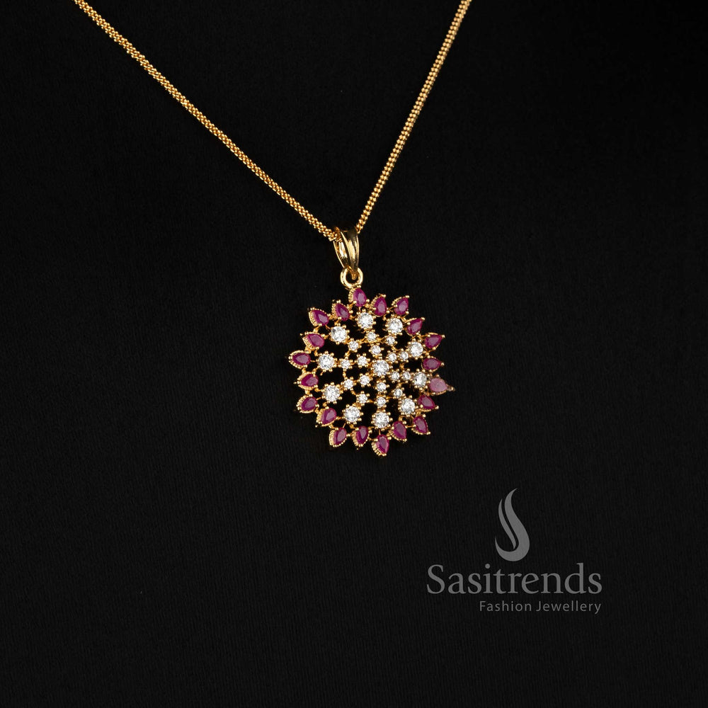 Stunning Micro Gold Plated Marquise AD Stone Pendant with Matching Chain - Sasitrends