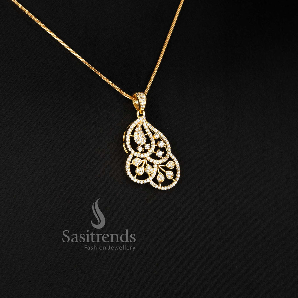 Micro Gold Plated paisley stone necklace set for festive gatherings parties and special occasions Sasitrends
