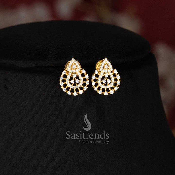 Micro gold plated layered teardrop stone pendant chain necklace set for women - Sasitrends