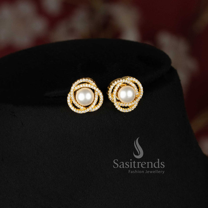Sparkling Micro Gold Plated Solitaire Swirl Pendant Necklace with Real Gold Look and Guaranteed Quality - Sasitrends