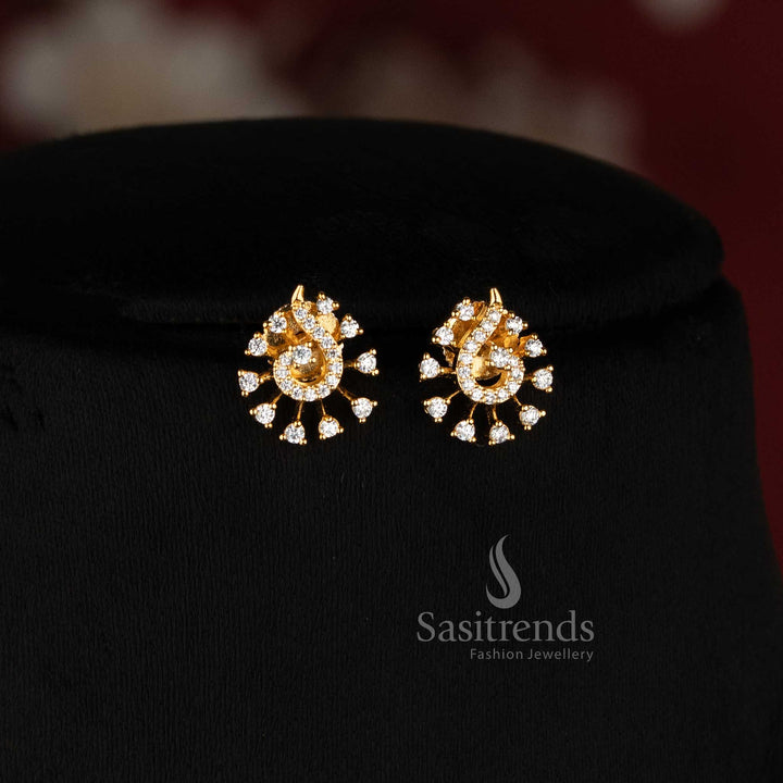 Micro Gold Plated Paisley AD Stone Pendant Chain Set for Party Wear - Sasitrends